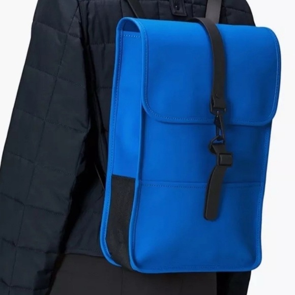 Rains Wave Blue Mini Backpack Fold Top - Picture 1 of 3